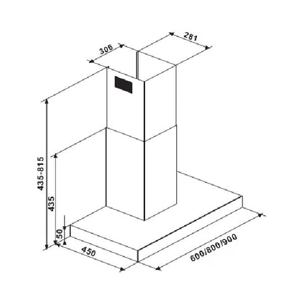 LIGMAR WT0990AF18 Επιτοίχιος Κάθετος Απορροφητήρας Καμινάδα, Μαύρο | Ligmar| Image 2