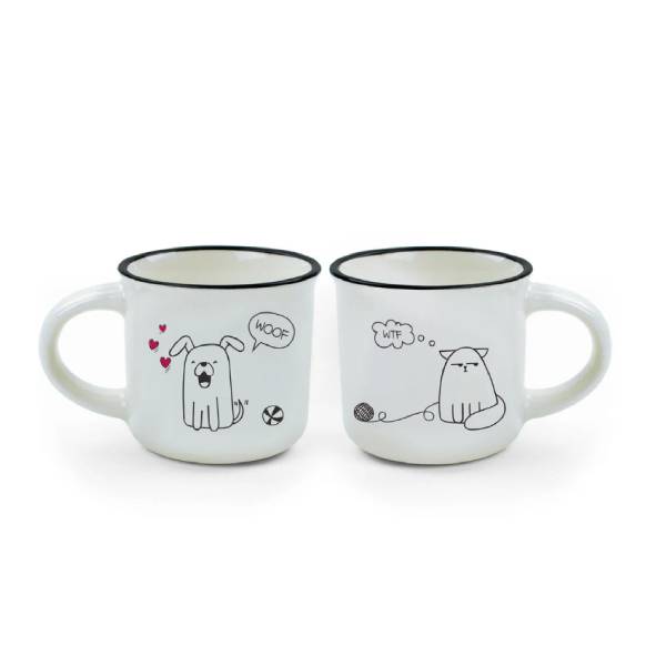 LEGAMI MM0009 Coffee Mugs, Dog & Cat