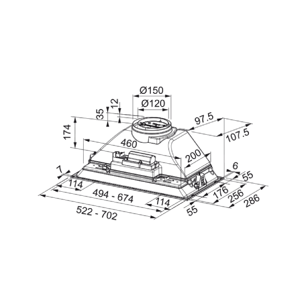 FRANKE FBI 705 BK Box Built-in Hood | Franke| Image 2