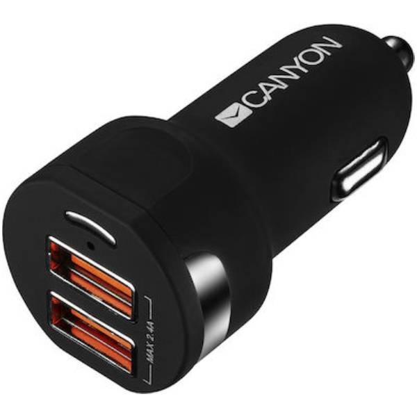 CANYON CNE-CCA04B Car Charger, 12 Watt, Black 