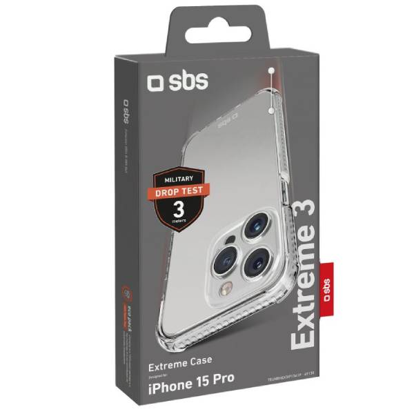 SBS Clear Θήκη Extreme Χ3 για iPhone 15 Pro Smartphone, Διαφανής