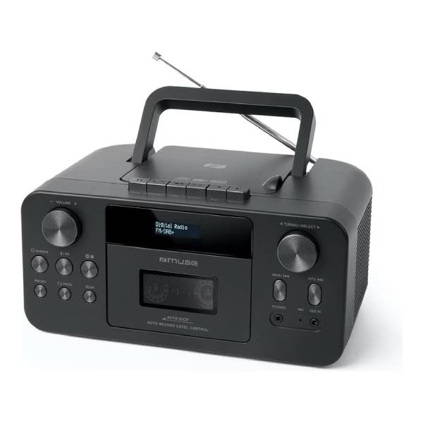 MUSE M-182 DB Portable Radio with Cassette/CD/FM/BT Support