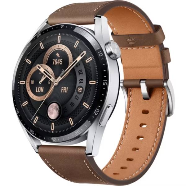 HUAWEI JPT-B29 GT 3 Classic Edition Smartwatch, Μαύρο+Ασημί Με Καφέ Δερμάτινο Λουράκι | Huawei