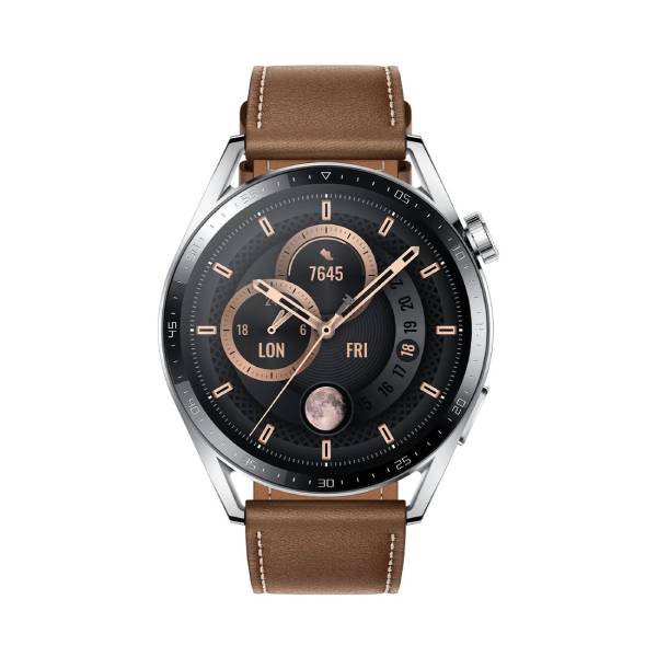 HUAWEI JPT-B29 GT 3 Classic Edition Smartwatch, Μαύρο+Ασημί Με Καφέ Δερμάτινο Λουράκι | Huawei| Image 2