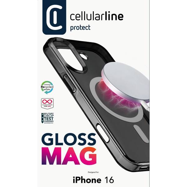 CELLULARLINE Γυαλιστερή Θήκη Mag Για iPhone 16 Smartphone, Μαύρο | Cellular-line| Image 4