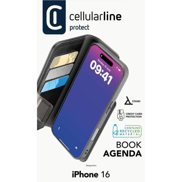 CELLULARLINE Θήκη Βιβλίο Για iPhone 16 Smartphone, Μαύρο | Cellular-line| Image 4