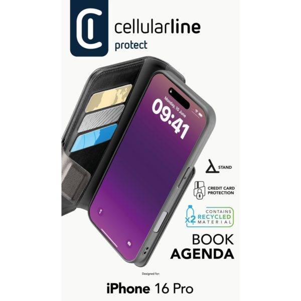 CELLULARLINE Θήκη Βιβλίο Για iPhone 16 Pro Smartphone, Μαύρο | Cellular-line| Image 4