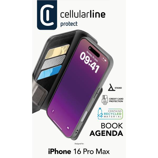 CELLULARLINE Θήκη Βιβλίο Για iPhone 16 Pro Max Smartphone, Μαύρο | Cellular-line| Image 4