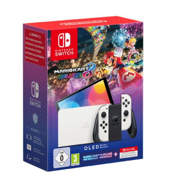 NINTENDO Switch Oled Console with Mario Kart 8 Deluxe and 12 Months Membership Online