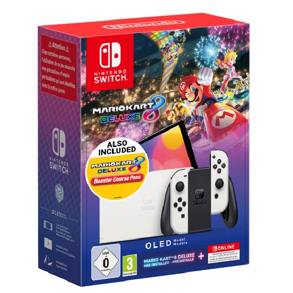 NINTENDO Switch OLED Console with Mario Kart 8 Deluxe+Booster Course Pass and 12 Months Membership Online 