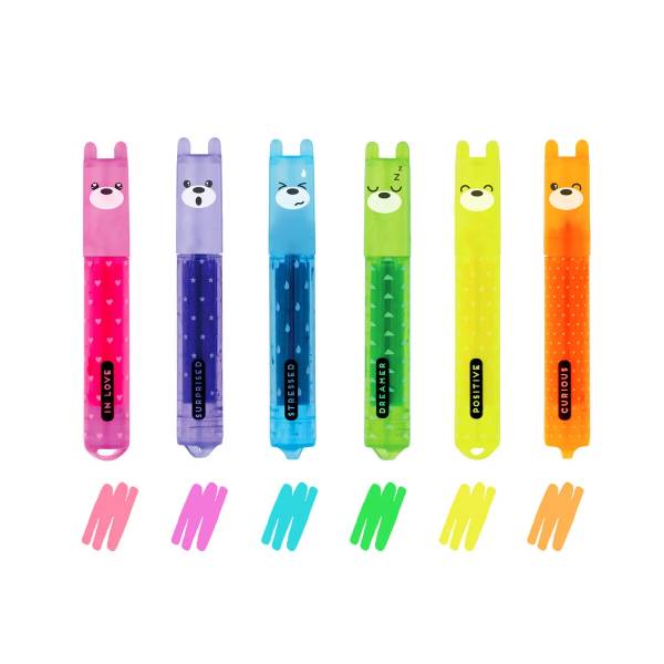 LEGAMI MH0003 Set 6 Mini Highlighters - Teddy's Mood