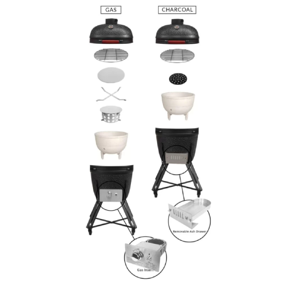 KAMADO IMS-22 DELUXE Ψησταριά 2 σε 1 Υγραερίου & Κάρβουνου Φ56cm | Kamado| Image 4