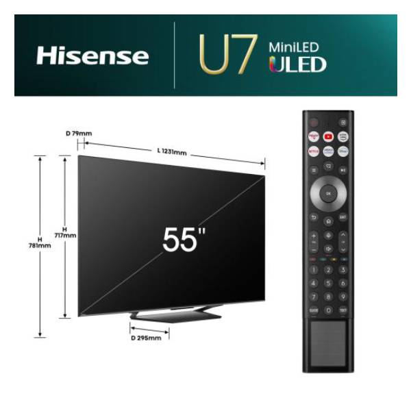 HISENSE 55U7NQ QLED 4K Mini LED Smart Τηλεόραση, 55" | Hisense| Image 4