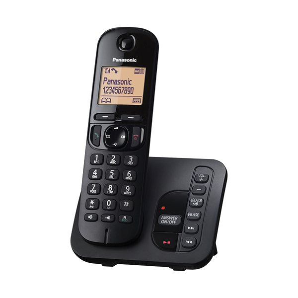 PANASONIC KX-TGC220EB Digital Cordless Phone with Telephone Answering System, Black