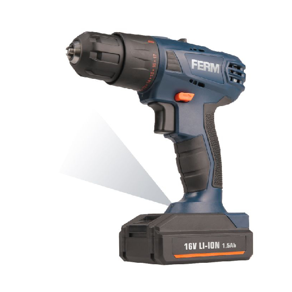 FERM CDM1134 Cordless Drill Driver 16V, 1X1.5 Ah