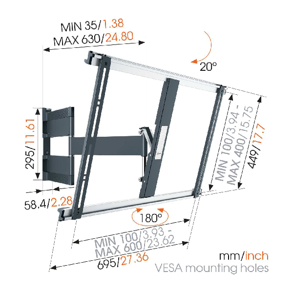 VOGELS THIN545 Full-Motion Βάση Στήριξης Για Τηλεοράσεις, 40-65" | Vogels| Image 5