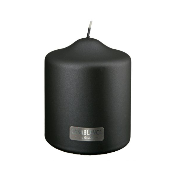 Wax Pillar Candle, Black Metallic