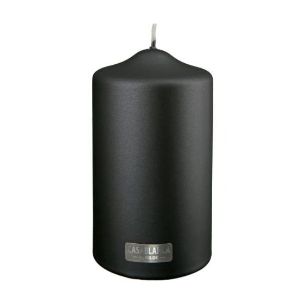 Wax Pillar Candle, Black Metallic