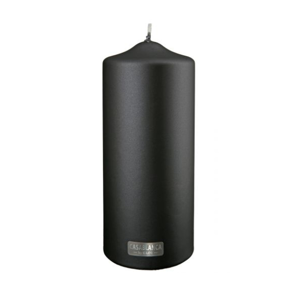 Wax Pillar Candle, Black Metallic