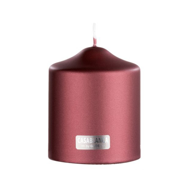 Wax Pillar Candle, Burgundy Metallic