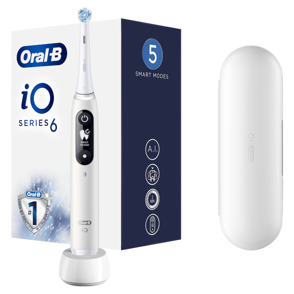 BRAUN Oral-B IO Series 6 Electric Toothbrush With Travel Case, White  | Braun| Image 3