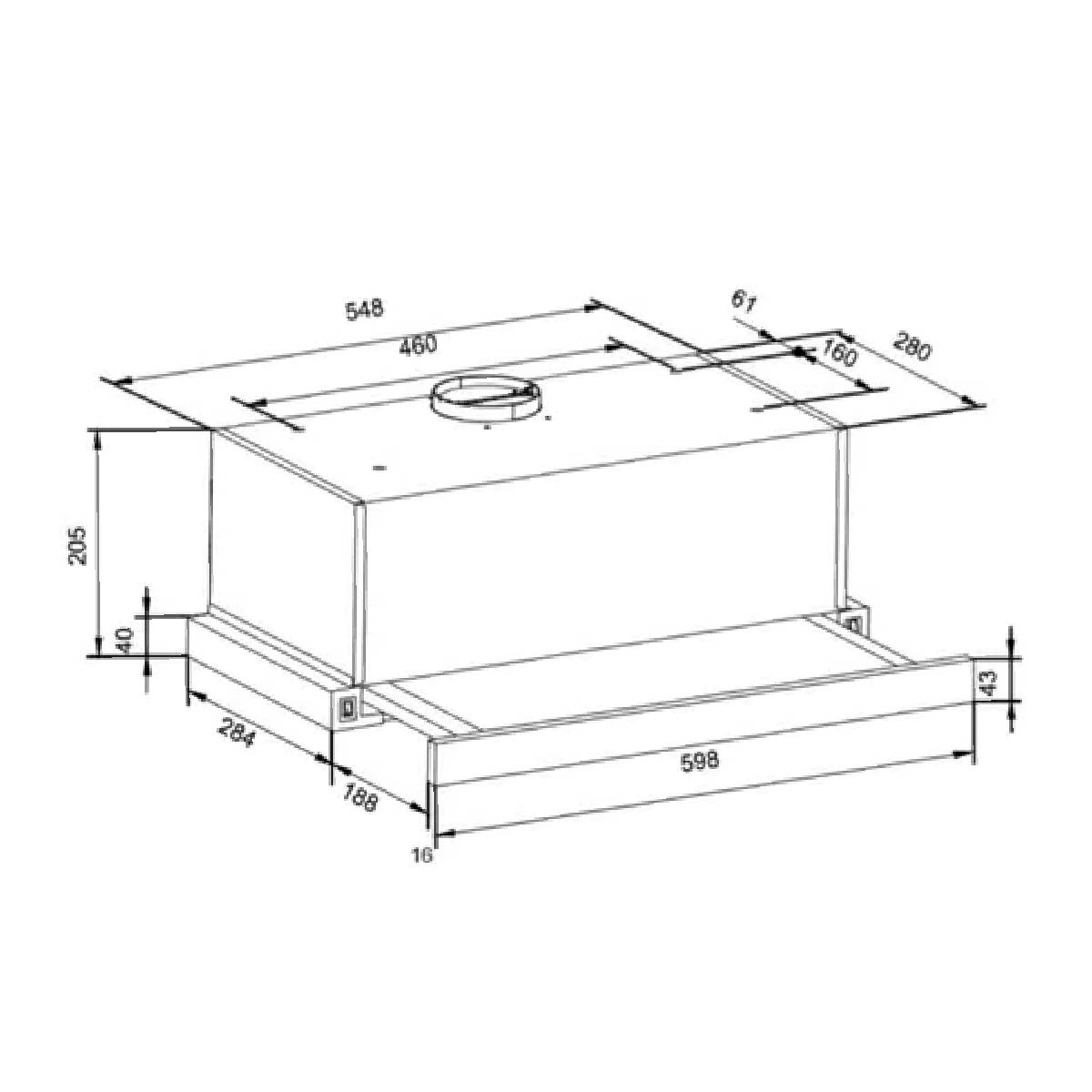 AMICA OTP6253BG Telescopic Hood with Black Glass, 60cm  | Amica| Image 2