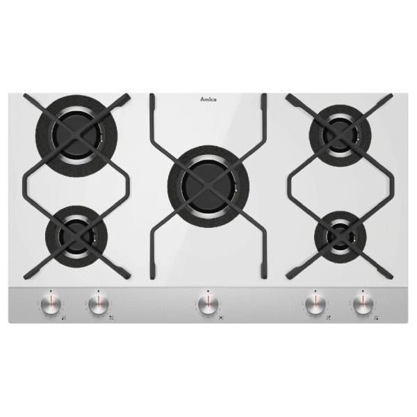 AMICA PGINGP5.0ZPZAW Gas Hob with Glass, White