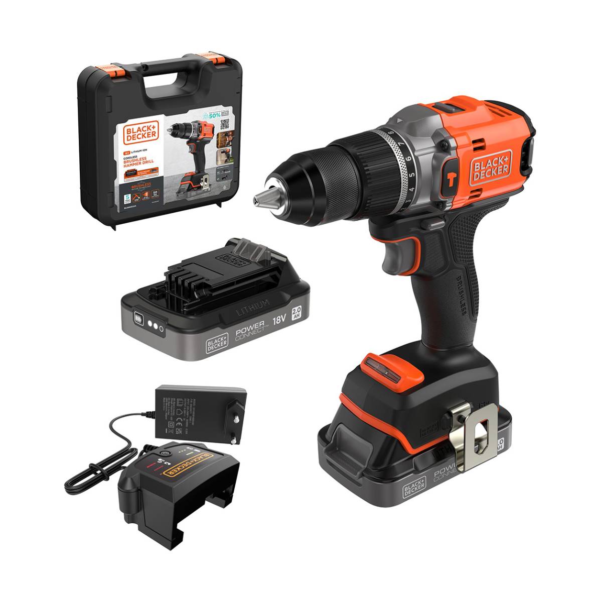 BLACK & DECKER BLD683D2XK-QW Cordless Impact Drill Driver 18V, 2X2 Ah